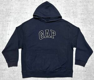 90s GAP 紺タグ ビッグシルエット フーディー スウェット パーカー　　ゆるダボ ギャップ ビッグフィット ビッグロゴ デカロゴ 玉8525