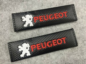 ★プジョー PEUGEOT★ シートベルトパッド 自動車 2個セット ショルダーカバー 肩パット 刺繍入り シートベルトショルダー