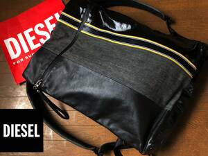 ●たっぷり高級 DIESEL ディーゼル 人気 大判 3way ナイロン デニム リュック バッグ メンズ レディース 黒 トート 55dsl 即決 即納●774