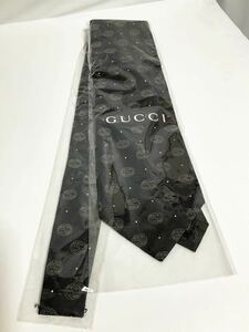 未使用　GUCCI グッチ　ネクタイ　ブラック系　GGマーク柄　黒色 ブランドネクタイ　送料185円〜（追跡付）