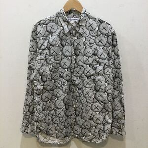 Comme des Garcons shirt コムデギャルソンシャツ FH-B027 KAWS カウズ コラボ shirt 長袖シャツ 総柄 グレー Sサイズ 696572