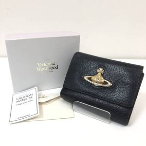 1円〜 Vivienne Westwood ヴィヴィアンウエストウッド 二つ折財布 がま口 財布 ウォレット レディース ブラック 箱 冊子付き