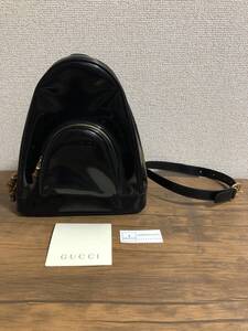 【1円~スタート】GUCCI グッチ バンブー リュック ワンショルダー ボディバッグ エナメル【現状品】