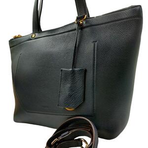 美品 BALLY バリー 2way トートバッグ ハンドバッグ ショルダーバッグ ビジネスバッグ レザー 革 ネイビー 紺色 肩掛け シンプル ロゴ