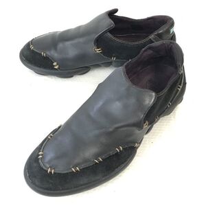 ポルトガル製★JOHN FLUEVOG/ジョンフルーボグ★本革/高クッション/レザーシューズ/スリッポン【26.5-27.5相当/黒/BLACK】Shoes◆E-128