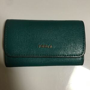 FURLA 4連キーケース　レザー　グリーン系　フルラ　キーケース　レディース　ブランド　革