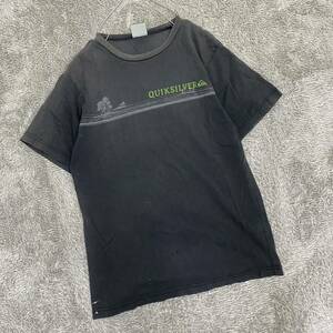 QUIK SILVER クイックシルバー Tシャツ 半袖カットソー サイズL ブラック 黒 メンズ トップス 最落なし （G19）