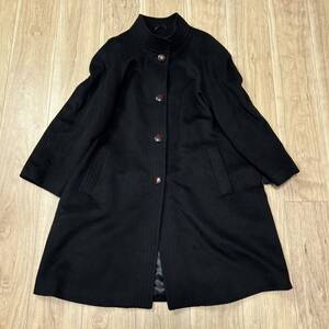 【カシミア100%】最高級 BELTA BUONO カシミヤ コート 黒 ブラック レディース サイズ9 スタンドカラー R-4997