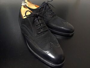 フェラガモ 7D Ferragamo ウィングチップ コンビレザー ドレスシューズ 黒 9597