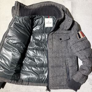 M位★MONCLER FLORIAN モンクレール フロリアン ダウンジャケット 着脱フード 2way ブルゾン ヘリンボーン トリコロール 国旗 メンズ 0 