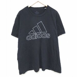 XL/古着 アディダス adidas 半袖 ブランド Tシャツ メンズ ビッグロゴ 大きいサイズ クルーネック 黒 ブラック 24jun03 中古