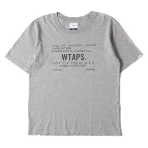 WTAPS ダブルタップス Tシャツ サイズ:S 20SS ミルスペックロゴ クルーネック 半袖Tシャツ グレー トップス カットソー ブランド