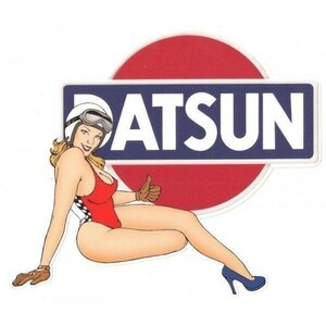 海外　限定品　送料込み 　ダットサン ピンナップガール DATSUN Pin Up L 75mm　ステッカー