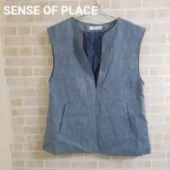 .SENSE OF PLACE キーネックパイピングジレ