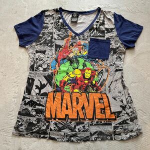 マーベル Marvel ビンテージ 映画テレビTシャツ90s 00s TVアメコミプリントMムービーキャラクターマーベルヒーローメンズレディース グレー