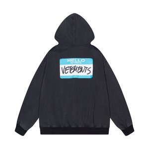 VETEMENTS ヴェトモン2022SS 「MY NAME IS ZIP-UP HOODIE」 ジップパーカー ジャケット 上着 ブラック人気 中古 Mサイズ