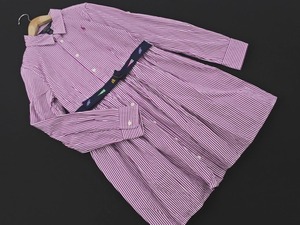 POLO RALPH LAUREN ポロ ラルフローレン ストライプ シャツ ワンピース 160cm 紫 ◇■ ☆ ekc0 子供服