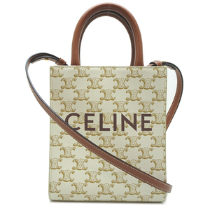 ［飯能本店］CELINE セリーヌ トリオンフ キャンバス バーティカル カバ 194372BZKI01BC ハンドバッグ レザー ホワイト DH84621