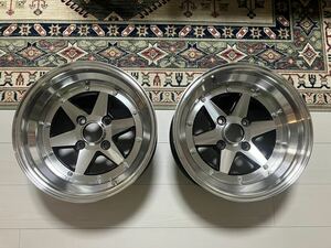 15インチ 8J ロンシャン XR-4 4穴 PCD114.3 オフセット-14 美品 復刻版 コーリン SSR 2本セット ドリケツ 昭和 ドリフト 街道レーサー 旧車