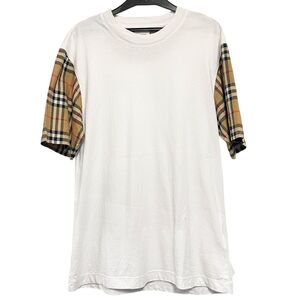 【中古】 BURBERRY バーバリー 8014896 ノヴァチェック半袖Tシャツ 白 メンズ XS 綿100％ 24028010 MK