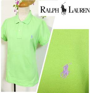 RALPH LAUREN SKINNY FIT　ラルフローレン　ポロシャツ　半そで　グリーン　ポロマーク　レディースL　COTTON100％
