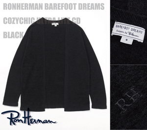 【定価28,600円】23SS ロンハーマン RHC × ベアフットドリームス RH刺繍 シャギーライト カーディガン S 黒 RonHerman Barefoot Dreams