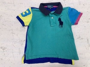 ポロ ラルフローレン POLO by Ralph Lauren マルチカラー配色切替 半袖ポロシャツ キッズ ベビー服 ロゴ刺繍 サイズ90cm