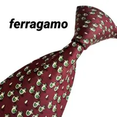 美品 ferragamo フェラガモ ネクタイ レッド 159