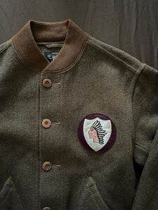 【名作】美品 RRL WOOL SPORTS JACKET ダブルアールエル ウール カーキ スポーツ ジャケット スタジャン インディアン ワッペン M