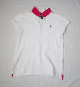 【POLO　RALPH　LAUREN】ポロシャツ　白　レディース 半袖　カットソー　古着　160　XL（16）