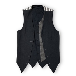 24ss YOHJI YAMAMOTO POUR HOMME double body vest 身頃二重切り替えベスト ブラック ホワイト サイズ2 ヨウジヤマモトプールオム