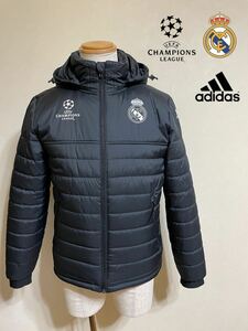 【美品】 adidas Real Madrid アディダス レアルマドリード チャンピオンズリーグ 防寒 中わた ジャケット トップス サイズS 長袖 黒A03072