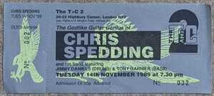 Chris Spedding★1989年11月4日1ロンドンTown&Country公演・未使用チケット