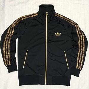 限定 美品 adidas オリジナルス 豹柄 レオパード 黒 トレフォイルロゴ トラックジャケット ジャージ M トラックトップ 正規品 アディダス