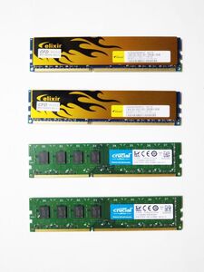 デスクトップ用 ★ DDR3-1600 (PC3-12800)) 8G×4枚　計32G ★ Crucial２枚　CFD２枚 動作品