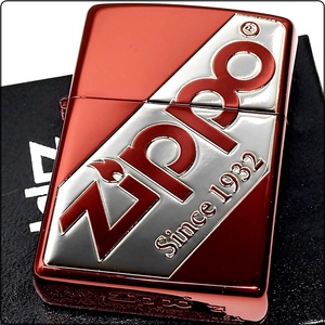 ZIPPO ナナメ ビックロゴ レッド＆シルバー ジッポー ライター