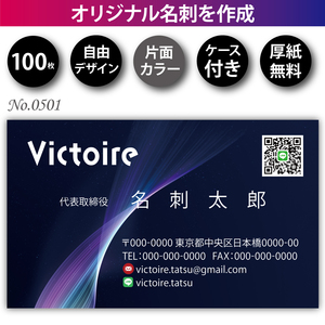 名刺 名刺作成 名刺印刷 100枚 片面 フルカラー 紙ケース付 No.0501