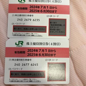 JR東日本 東日本旅客鉄道株式会社　株主優待券2枚　 有効期限2025.6.30.