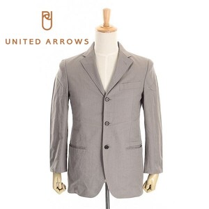 A4849/美品 背抜き 春夏 UNITED ARROWS TOKYO ユナイテッドアローズ コットン ストライプ テーラード シングル3Bジャケット 44 灰色/メンズ