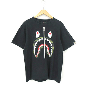 アベイシングエイプ A BATHING APE シャーク プリント 半袖 Tシャツ カットソー 黒 ブラック M メンズ