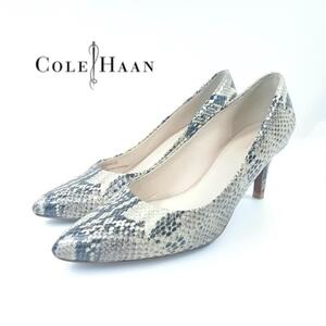 COLE HAAN パンプス ポインテッドトゥ ローヒール パイソン US8 レディース コールハーン 大きいサイズ hws00914