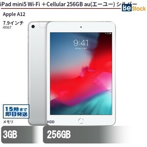 中古 タブレット iPad mini5 Wi-Fi ＋Cellular 256GB au(エーユー) シルバー 本体 7.9インチ iOS17 Apple アップル 6ヶ月保証