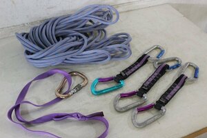 TB526カラビナ ザイル径約9mm約21m まとめて◇PETZL/BlackDiamond/ロープ/綱/紐/クライミング/登山用具/山登り/古道具タグボート