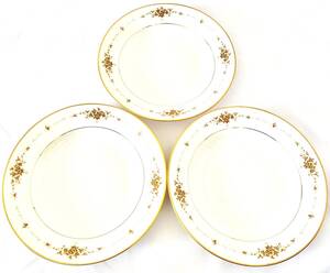 ノリタケ　NORITAKE プレート　u.s.design Suffolk サフォーク　アイボリー　チャイナ　3枚セット　カレー　シチューなど用　食器　金彩