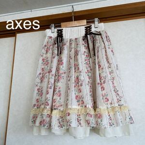 【美品】axes アクシーズファム 花柄 スカート フレアースカート　バラ　レース