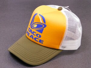 ◆送料\450◆【ピースキャップ・PEACE CAP】※《PUP-11 ／ カーキ×イエロー》　メッシュキャップ　アメカジ　アメリカン雑貨