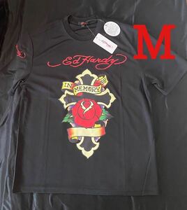 ED HARDY エドハーディー メンズ Tシャツ ED1407 ブラック クロス バラ Mサイズ 新品 未使用