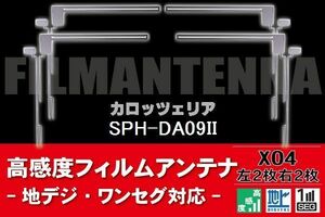 地デジ ワンセグ フルセグ フィルムアンテナ 右2枚 左2枚 4枚 セット カロッツェリア carrozzeria 用 SPH-DA09II 対応 フロントガラス