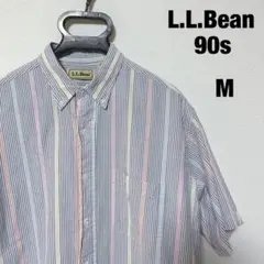 L.L.Bean 90s BDシャツ シアサッカー ストライプ ピンク イエロー