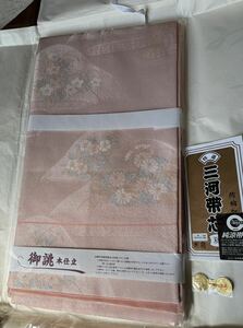 薄サーモン地 夏物 絽 袋帯 正絹 西陣織物 仕立て上り 金銀糸 新品 未使用